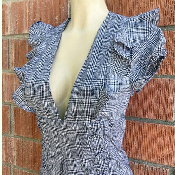 LAST ONE❗CURRENT AIR Plaid Ruffles Detail Jumpsuit - Picture 5 of 11